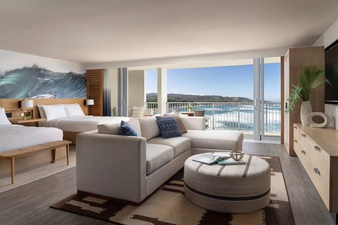 더 리츠칼튼 오아후, 터틀 베이-Suite, 2 Queen Beds, Lanai, Oceanfront (Mobility/Hearing Access, Roll-in Shwr)-1
