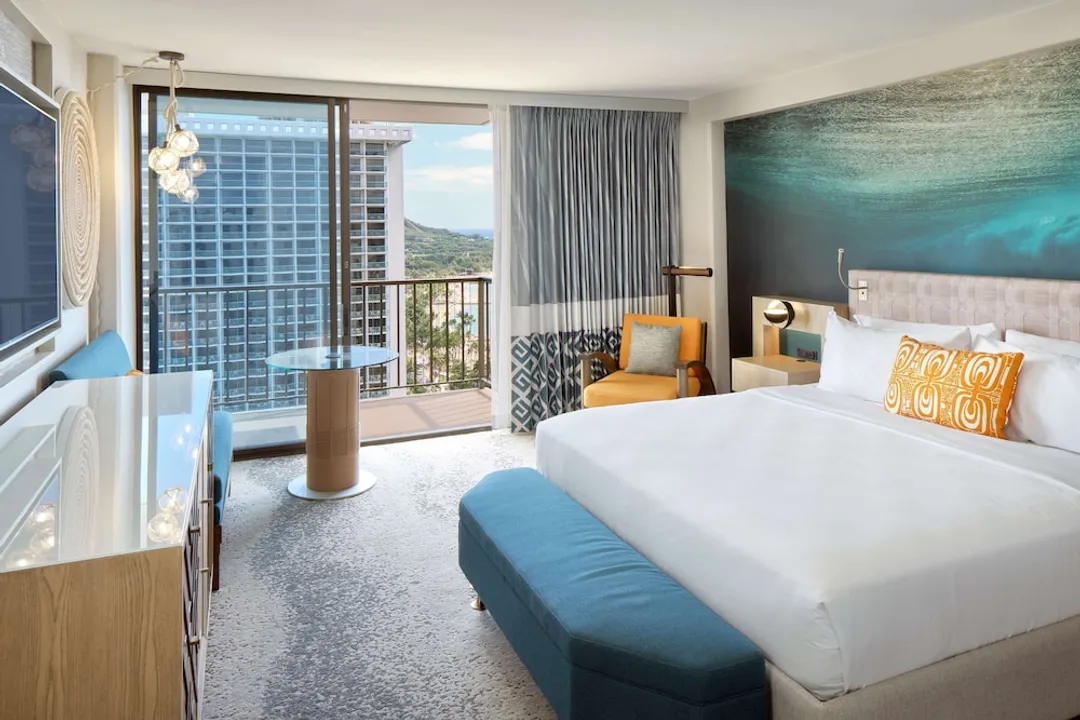 奧瑞格威基基海灘尋寶者飯店-客房, 1 張特大雙人床, 海景-1