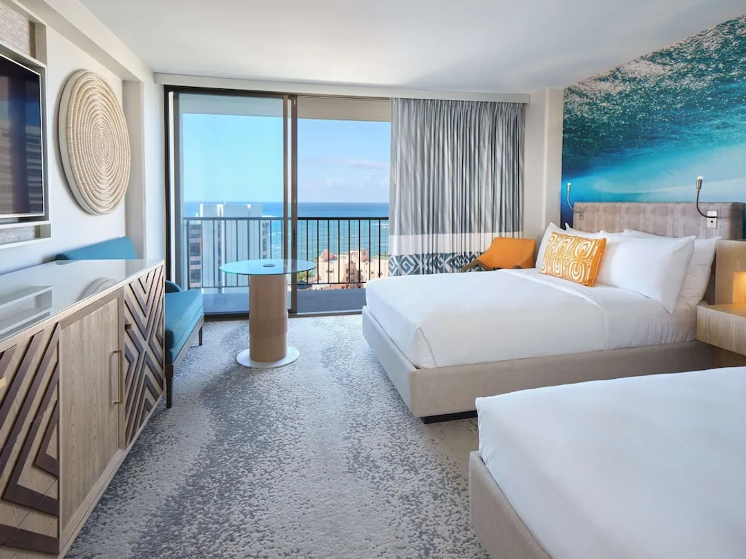 奧瑞格威基基海灘尋寶者飯店-客房, 2 張標準雙人床, 海景 (Diamond Head Room)-3