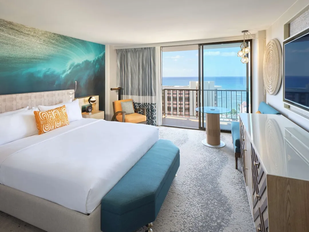 奧瑞格威基基海灘尋寶者飯店-客房, 1 張特大雙人床, 海景 (Diamond Head Room)-1